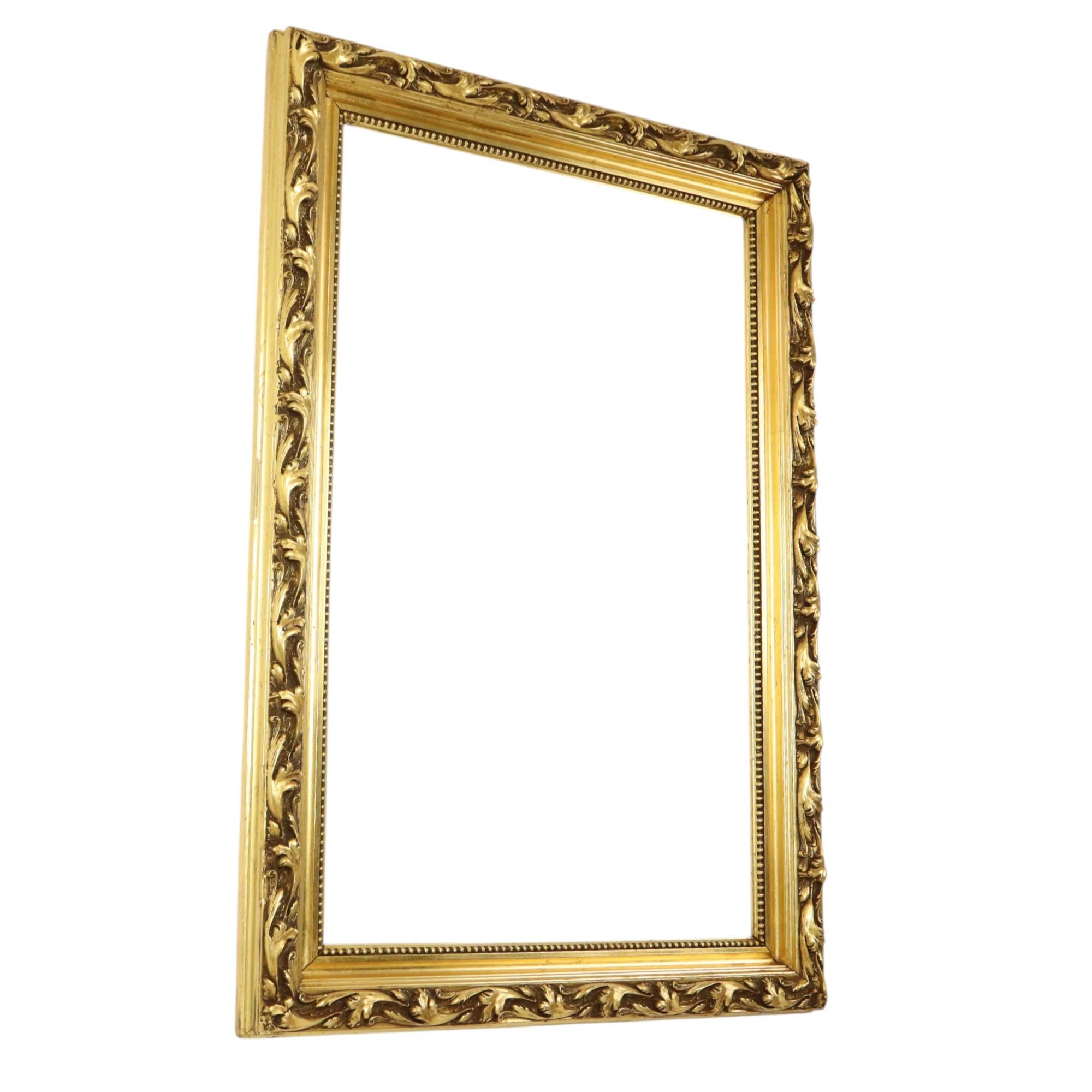 Antique Pinewood Baroque Style Frame Painting Gold Leaf 101cm For Sale 3