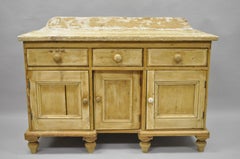 Antique Pinewood Distress Painted Sideboard Server Primitive Rustic Cabin