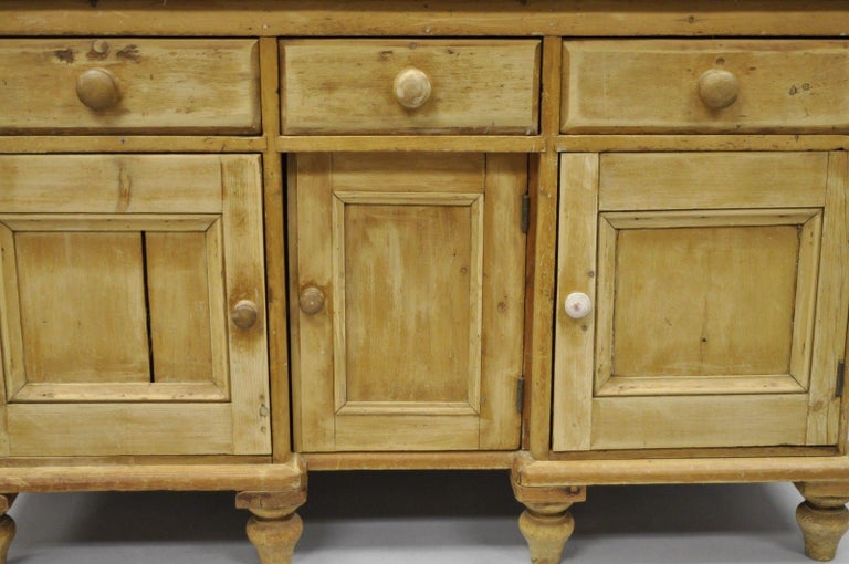 Antique Pinewood Distress Painted Sideboard Server Primitive Rustic