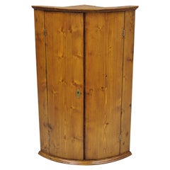 Antique Pinewood Wall Hanging Corner Cabinet Cupboard with Blue Painted Interior