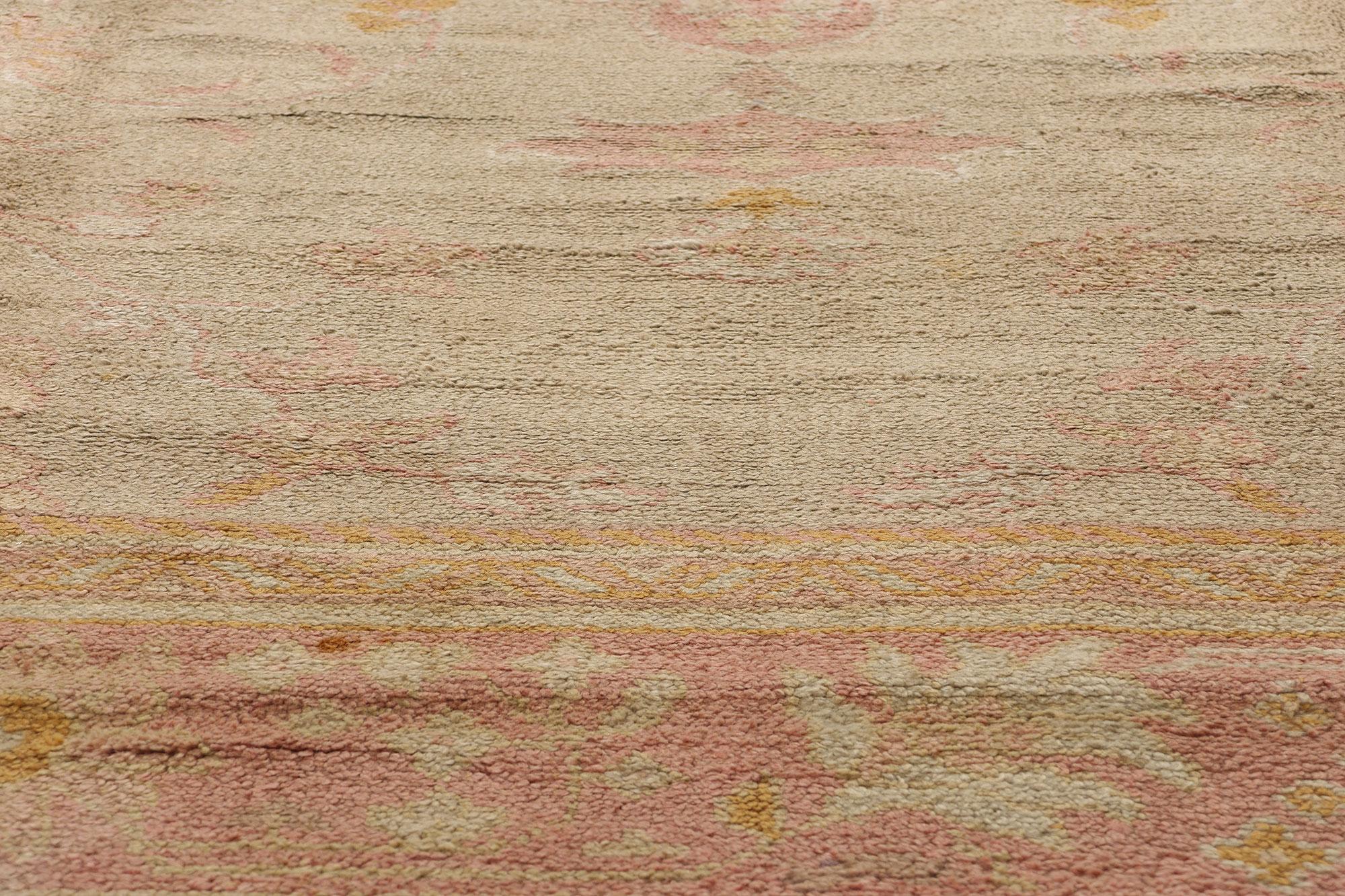 Wool Late 19th Century Antique European Oushak Carpet with Traditional Style For Sale