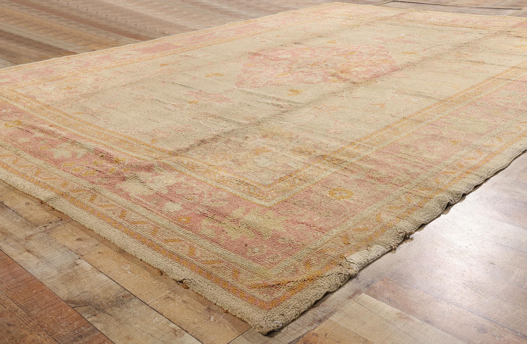 Late 19th Century Antique European Oushak Carpet with Traditional Style For Sale 2