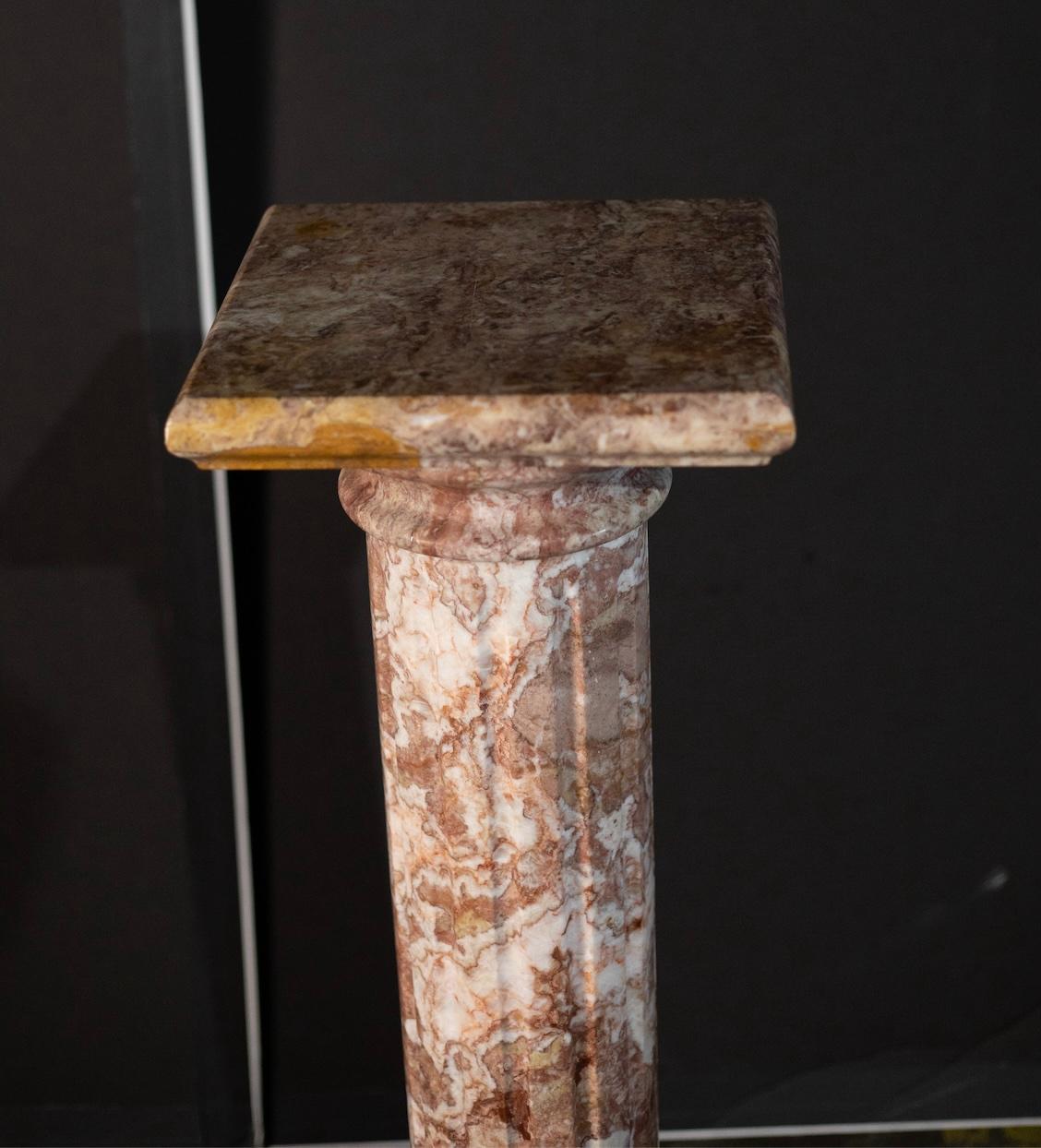 Antique Pink Breccia Marble Pedestal / Classical Column In Good Condition For Sale In North Charleston, SC