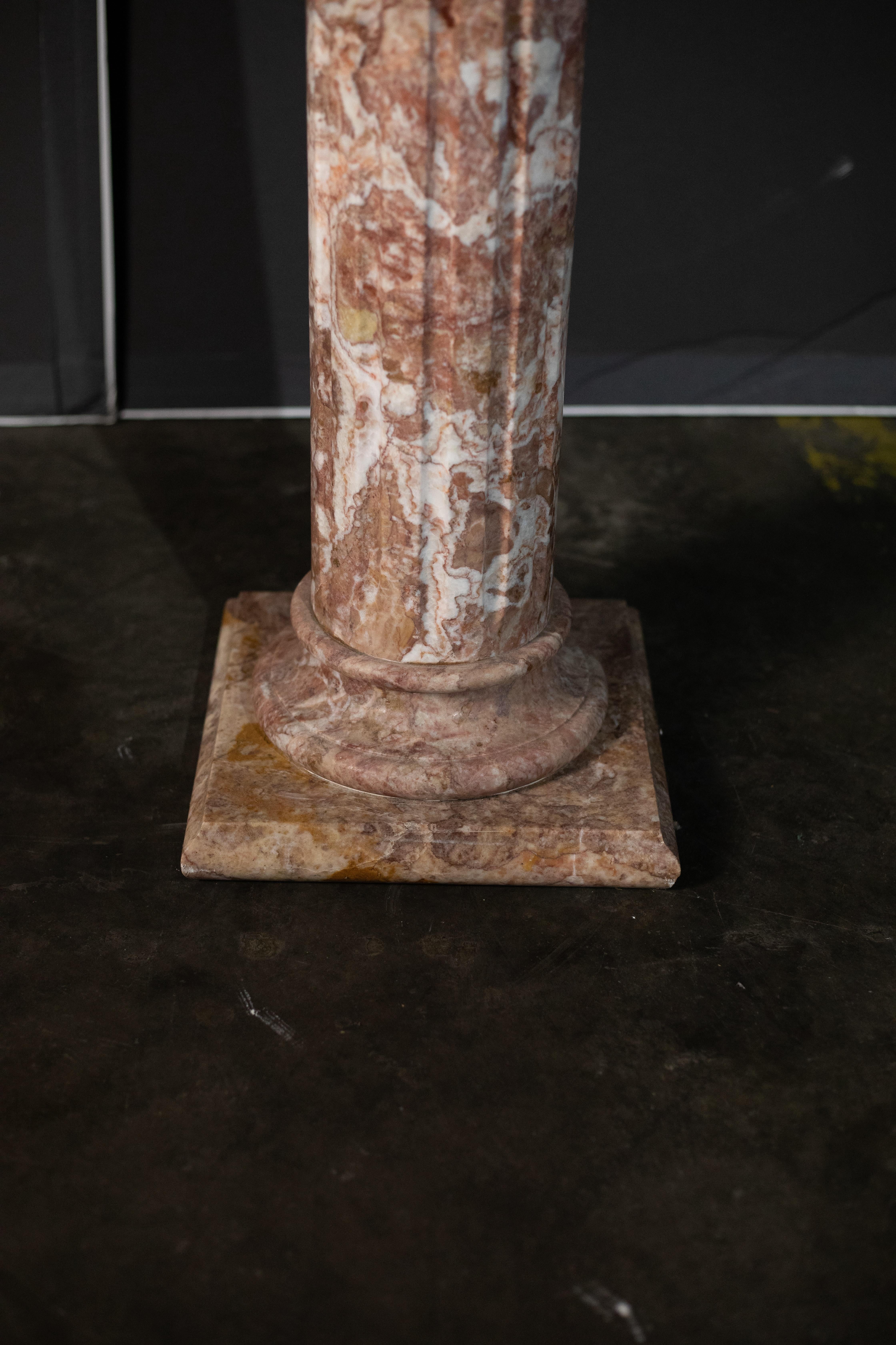 19th Century Antique Pink Breccia Marble Pedestal / Classical Column For Sale