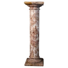 Antique Pink Breccia Marble Pedestal / Classical Column