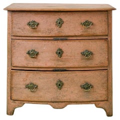 Antique Pink Chest of Drawers in Wood with Original Paint, Sweden, 18th Century