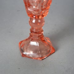 Antique Pink Coinspot Pressed Glass Oil Lamp C1840