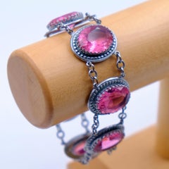 Antique Pink Glass Bracelet 1930s