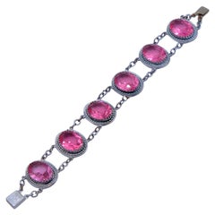 Antique Pink Glass Bracelet 1930s