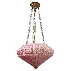 Antique Pink Glass Light Fixture