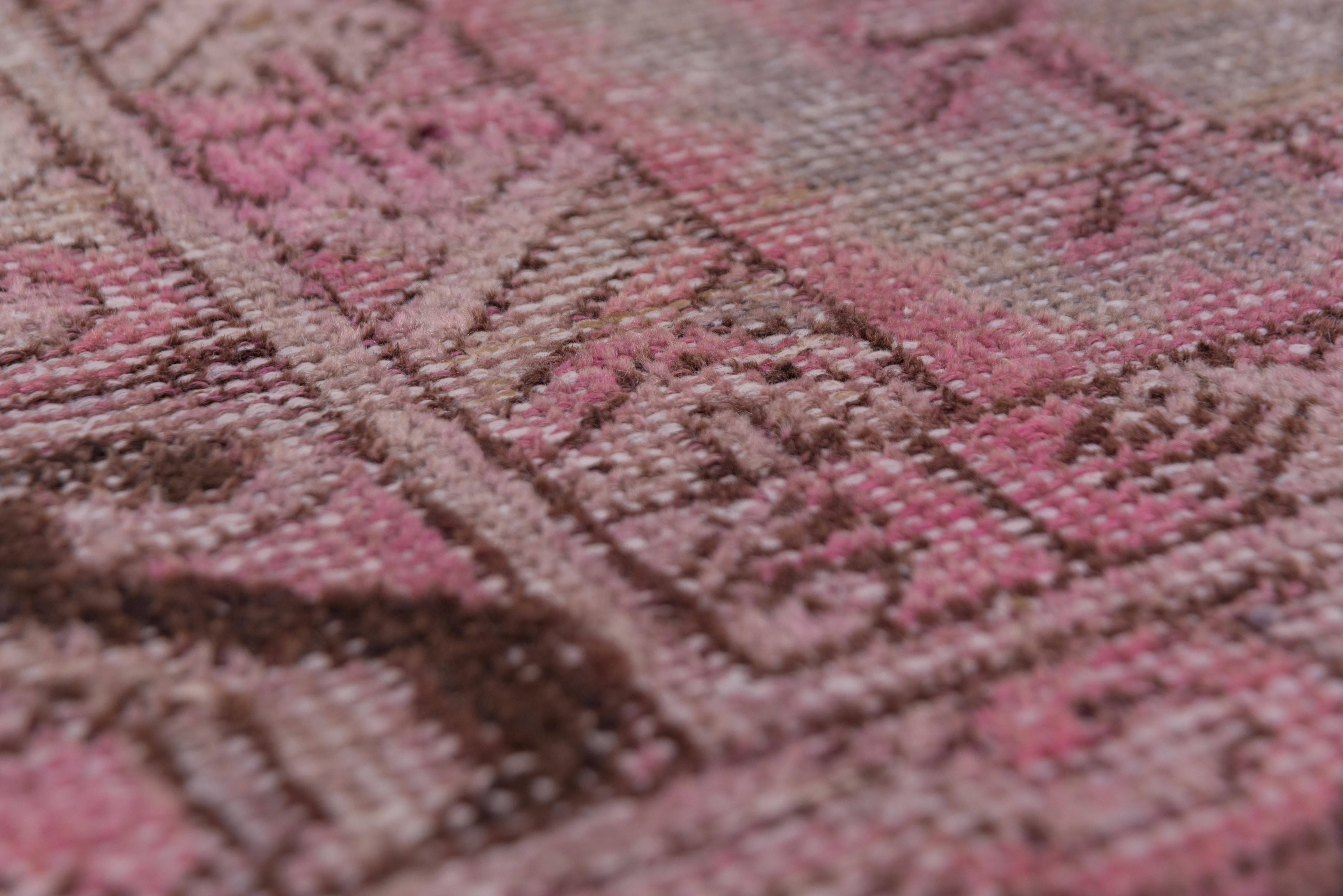 Antique Pink Khotan Rug, Gray Blue and Taupe Field, Pink and Brown Accents In Good Condition In New York, NY