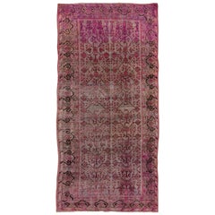 Antique Pink Khotan Rug, Gray Blue and Taupe Field, Pink and Brown Accents