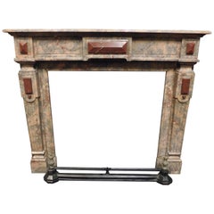 Antique Pink Marble Fireplace Mantel with Red Marble Inlays, 19th Century Italy