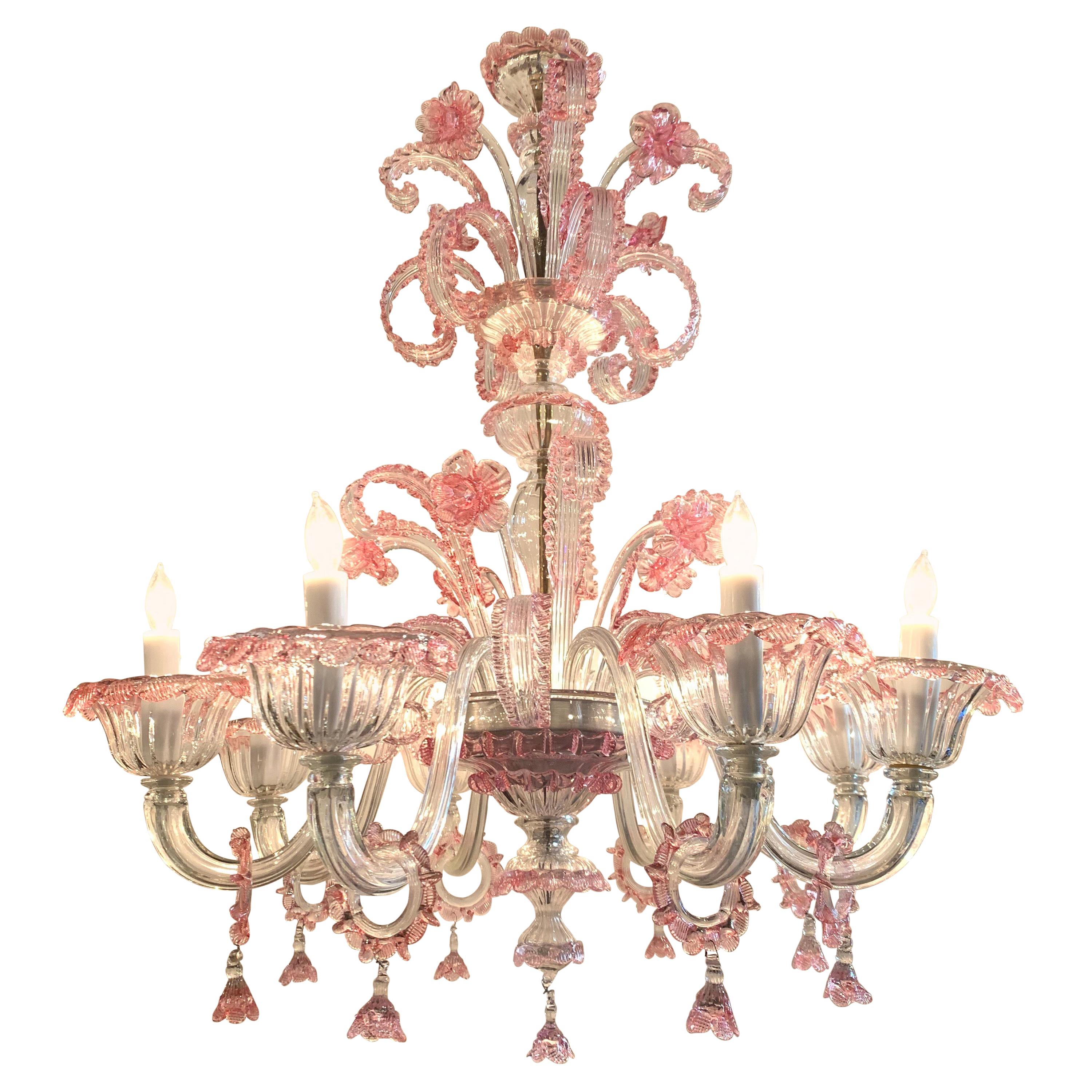Antique Pink Murano Glass Chandelier