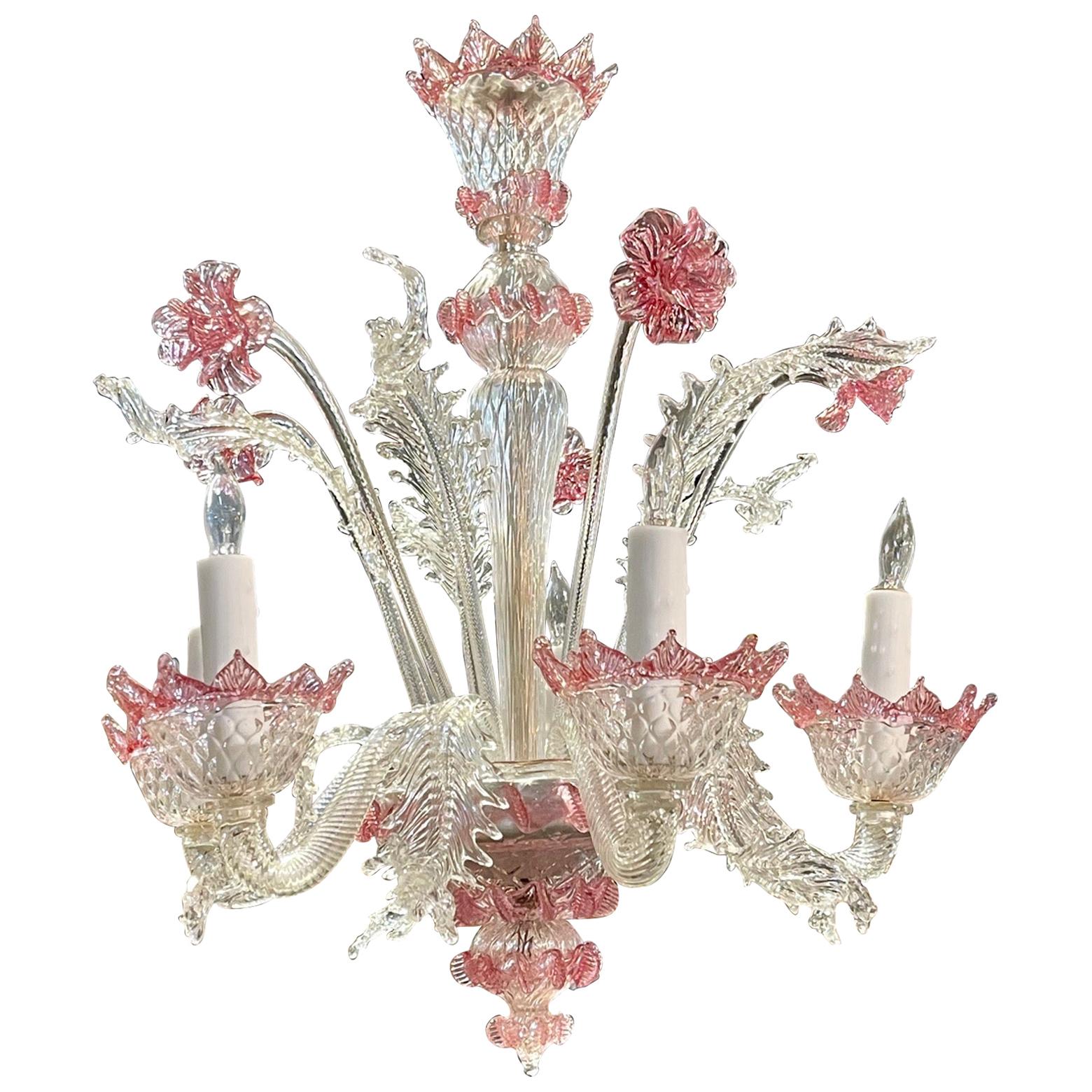 Murano Glass Pink Manubri Chandelier at 1stDibs