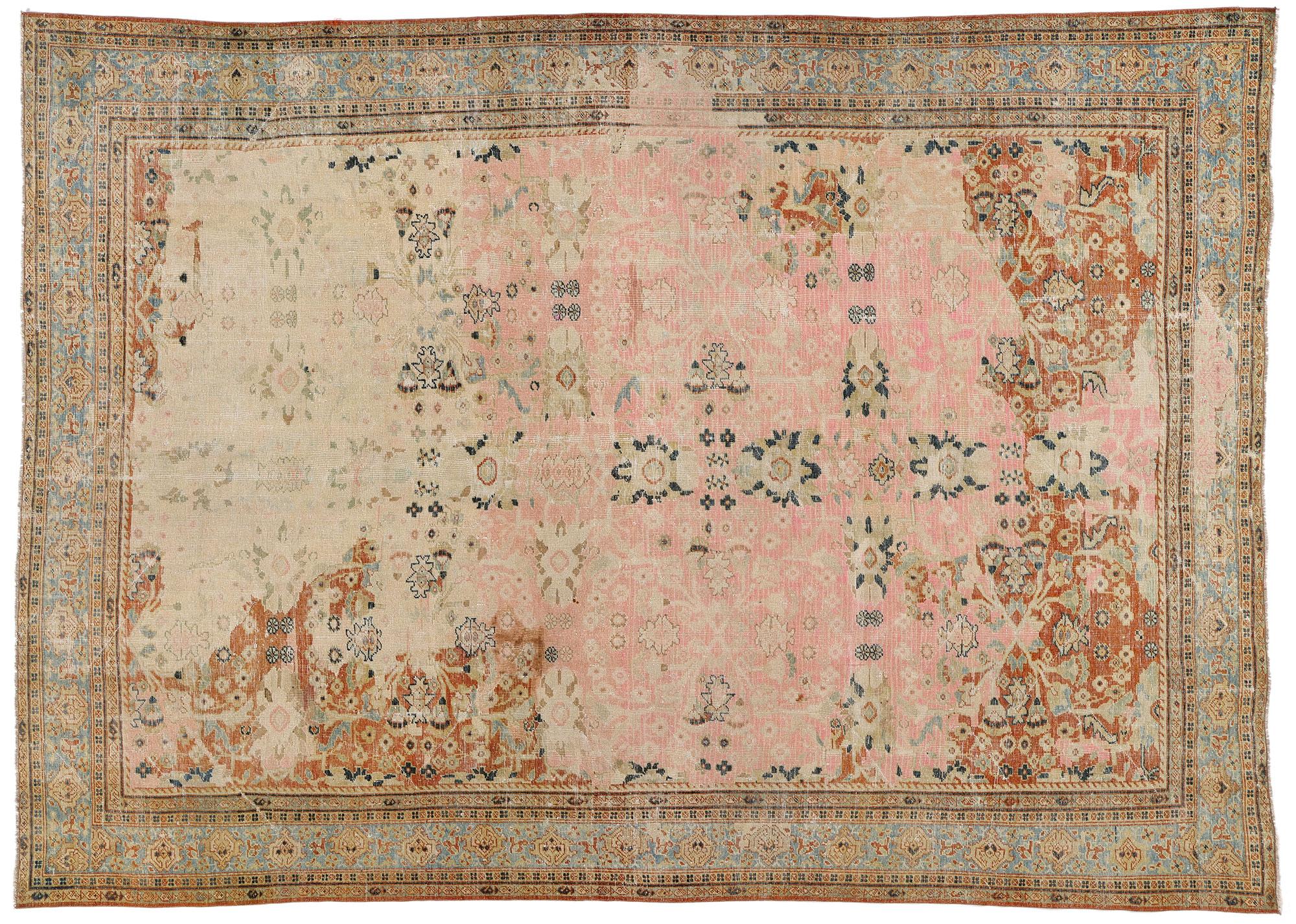 Antiker rosa persischer Sultanabad-Teppich im Angebot 3