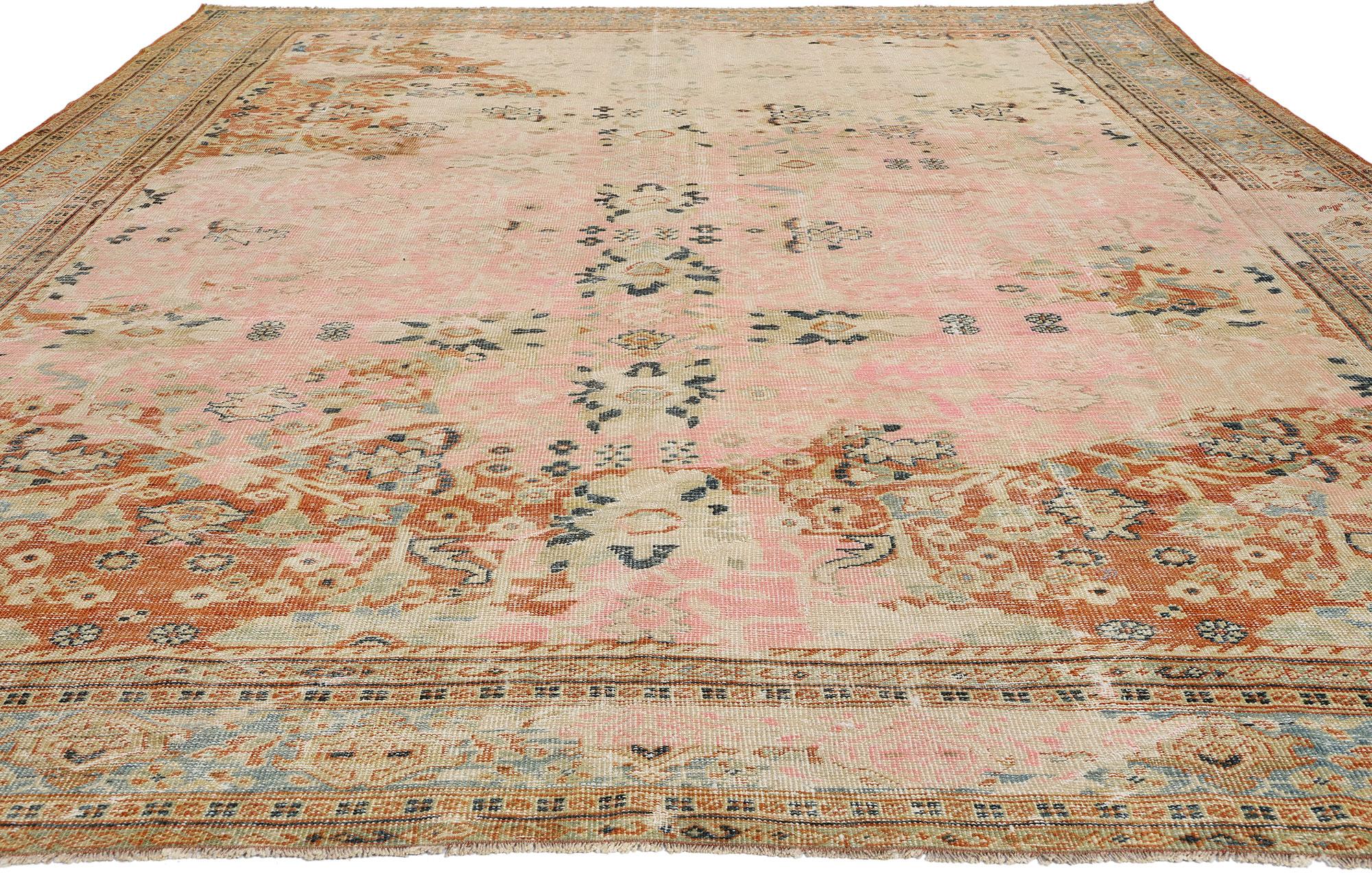 Hand-Knotted Antique Pink Persian Sultanabad Rug For Sale