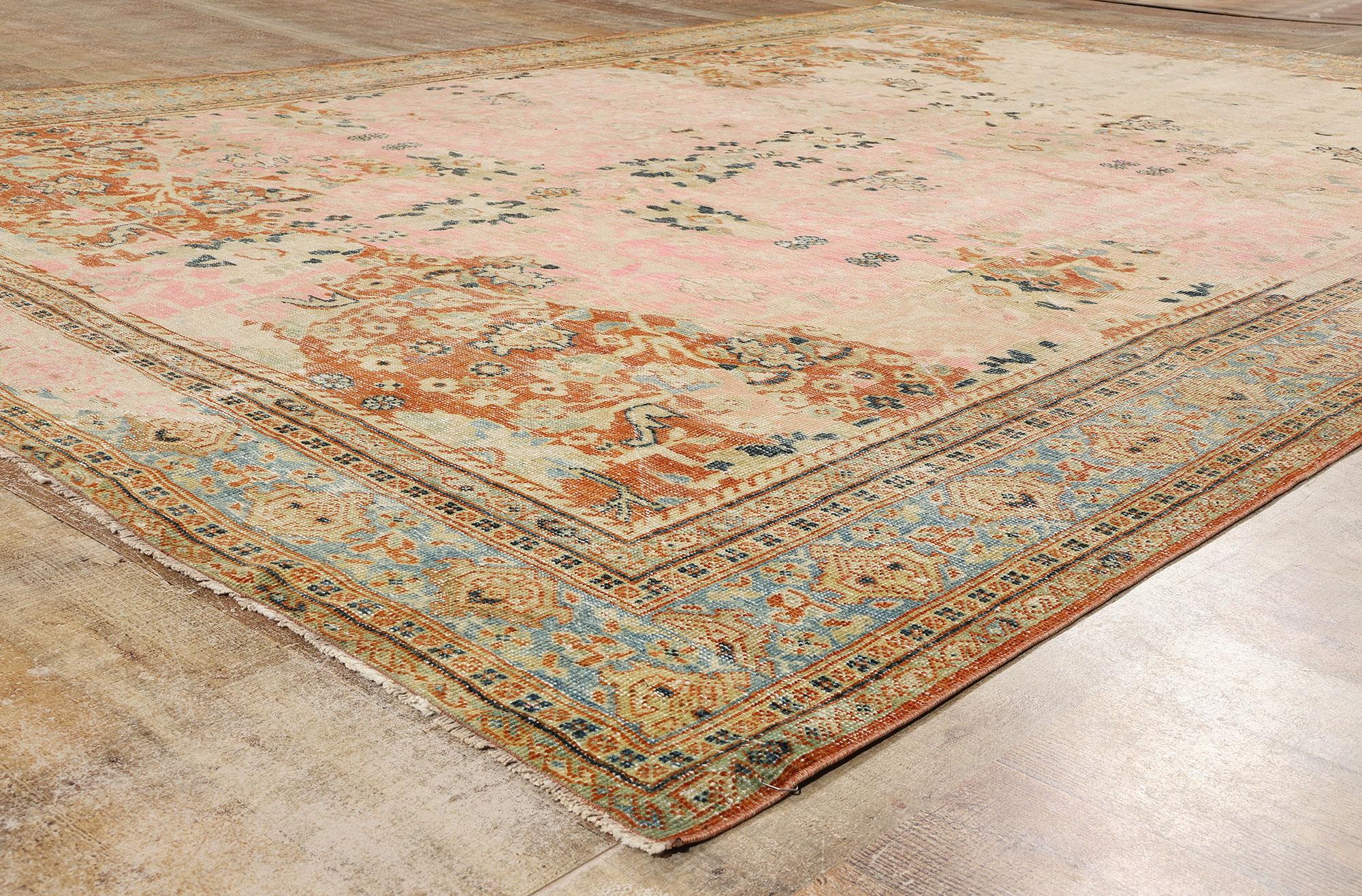 Antiker rosa persischer Sultanabad-Teppich (Wolle) im Angebot