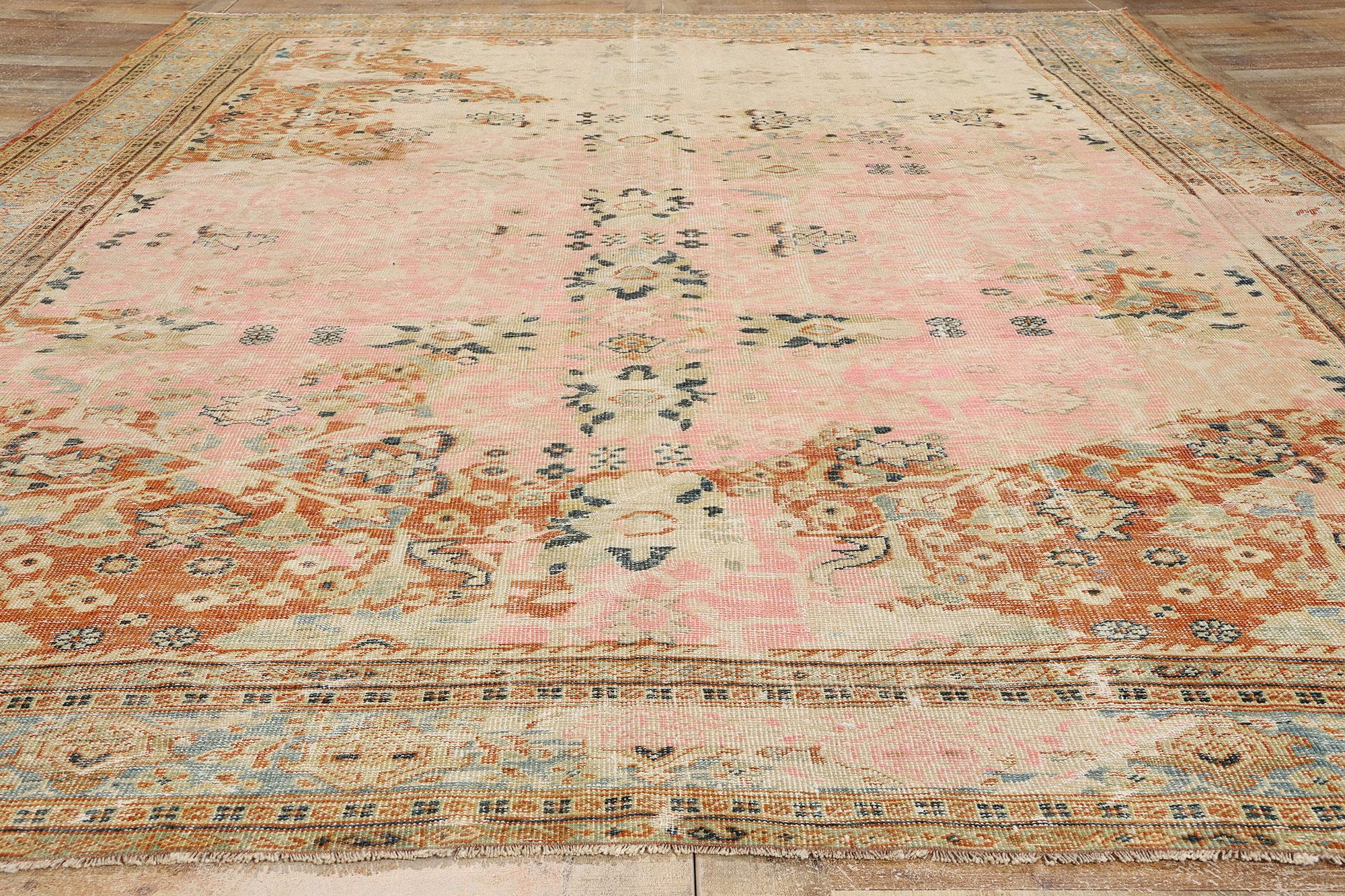 Antiker rosa persischer Sultanabad-Teppich im Angebot 1