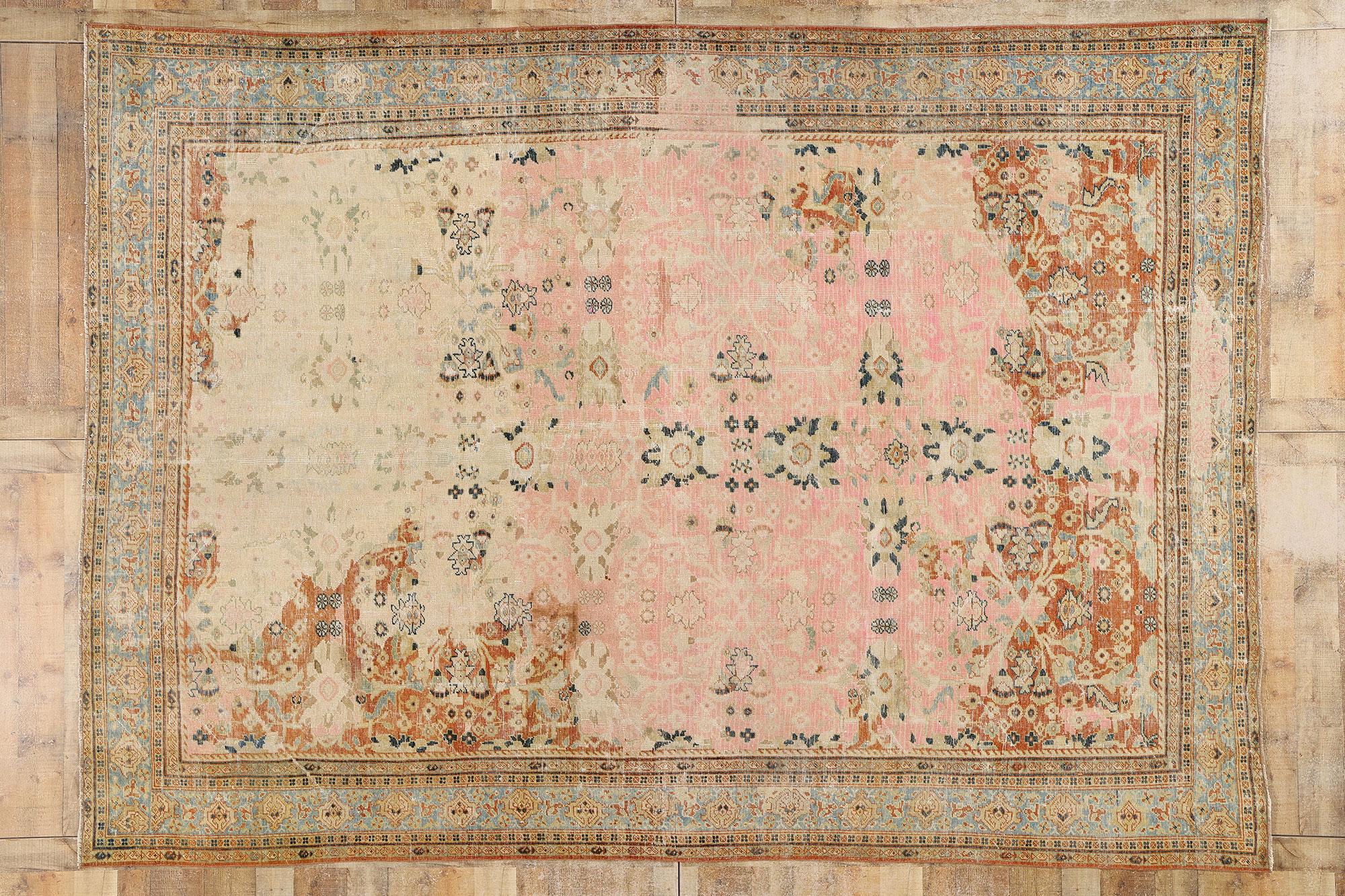 Antiker rosa persischer Sultanabad-Teppich im Angebot 2