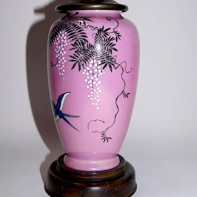 Antique Pink Porcelain Table Lamp For Sale at 1stdibs