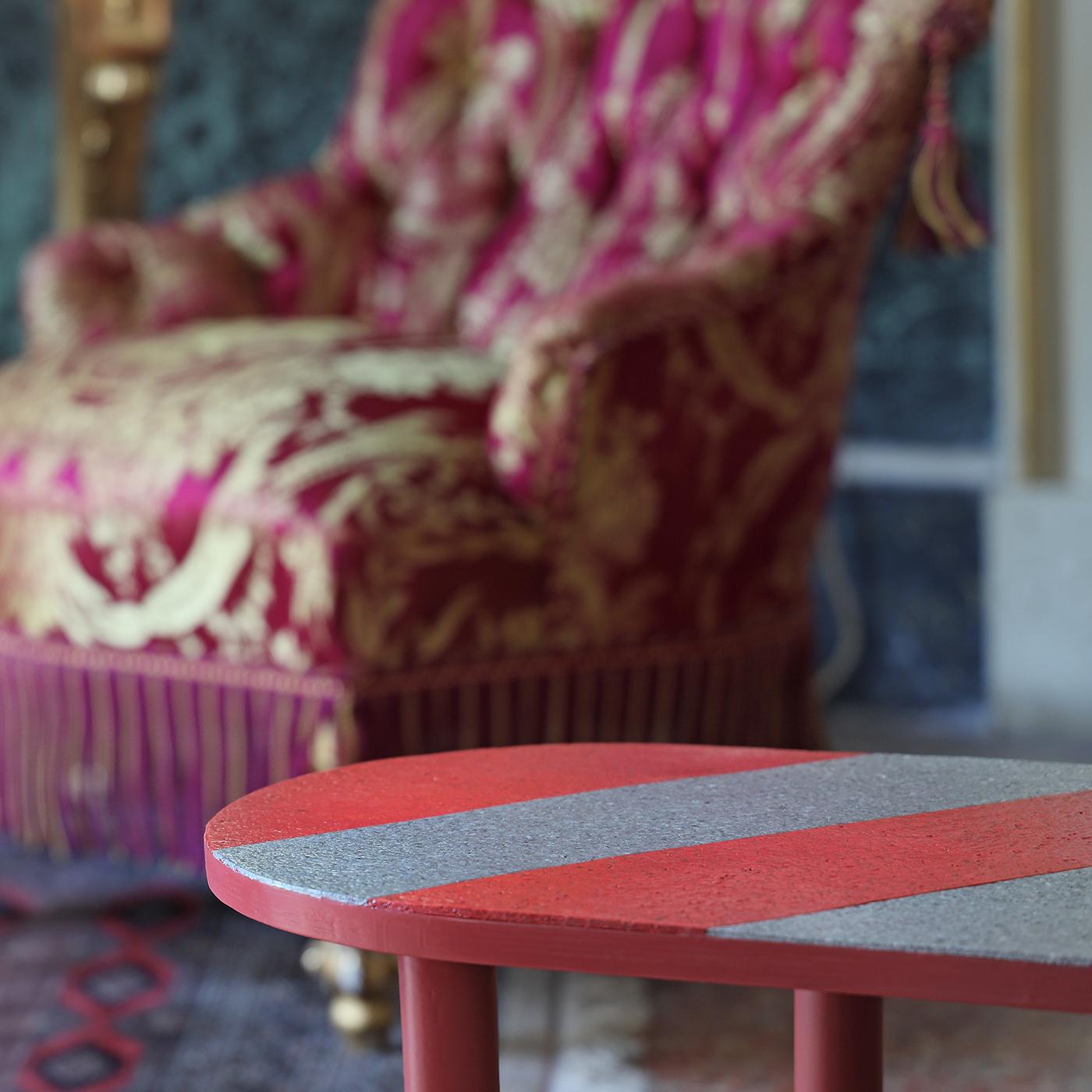 Contemporary Antique Pink/Red/Gray Side Table by Andrea Epifani