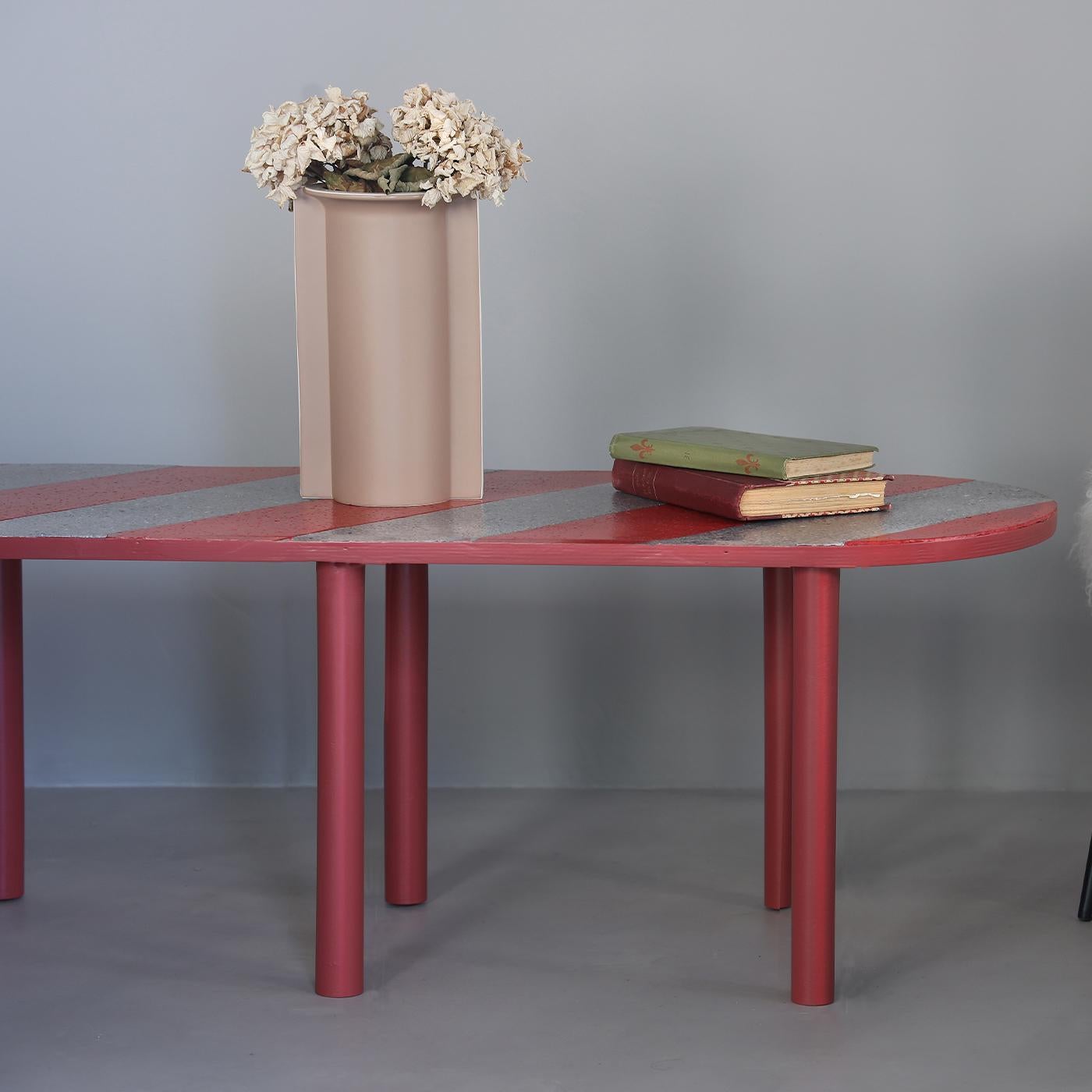 Wood Antique Pink/Red/Gray Side Table by Andrea Epifani