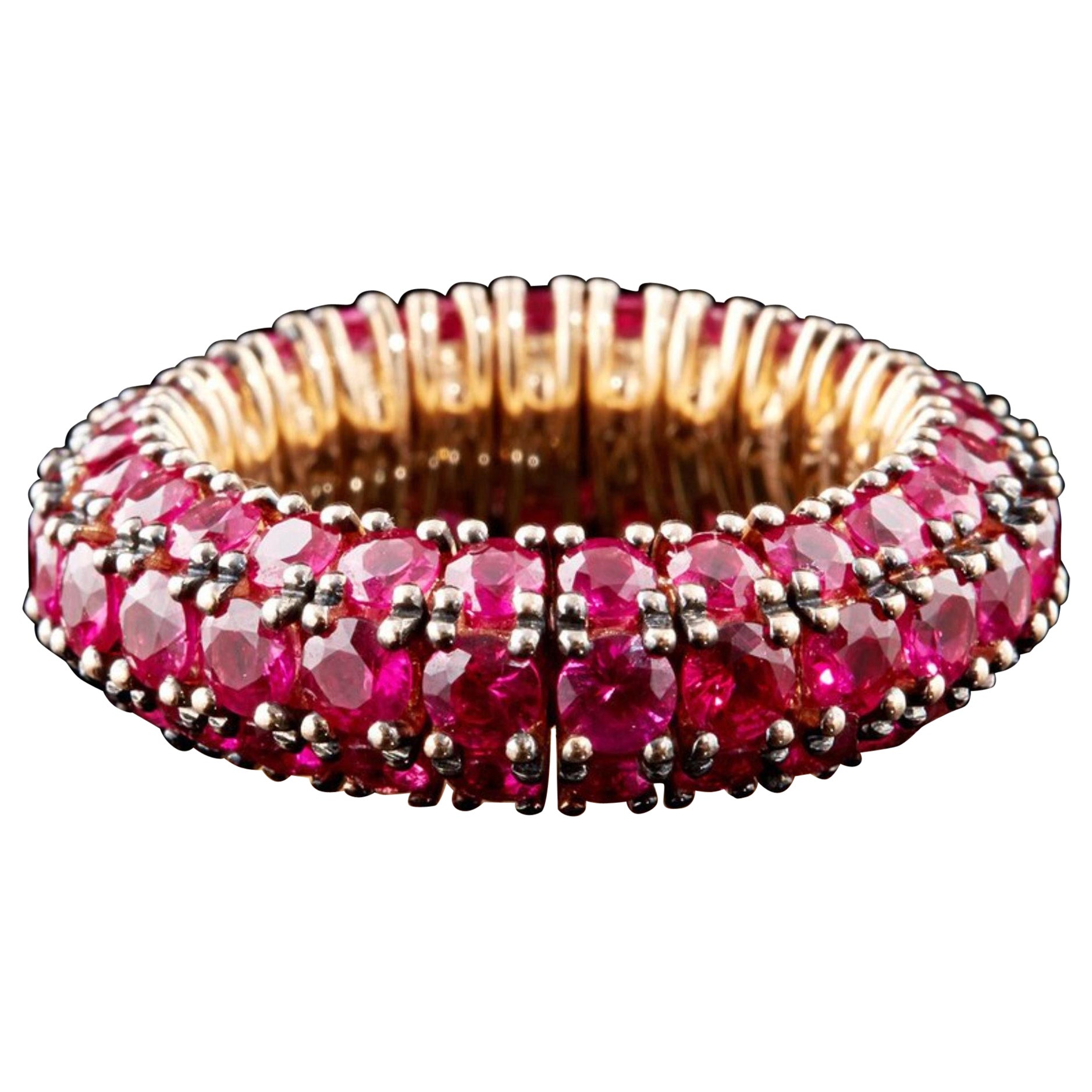 For Sale:  Antique Pink Ruby Wedding Band Rose Gold Natural Ruby Cluster Ring Fashion Ring