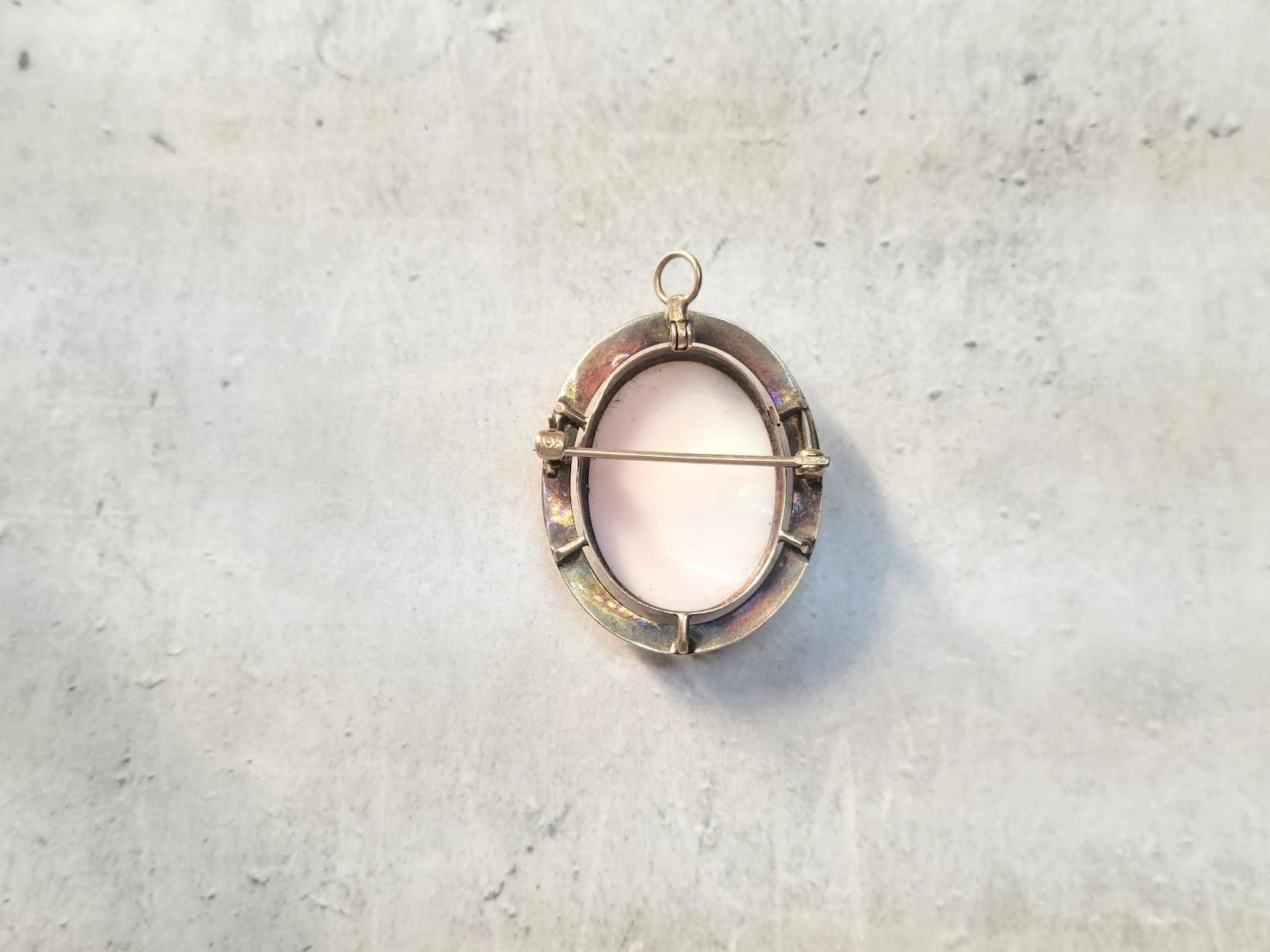 Victorian Antique Pink Shell Gold Cameo