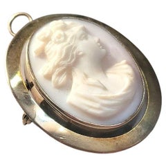 Antique Pink Shell Gold Cameo