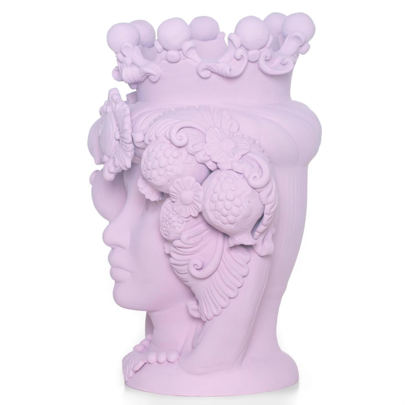 Modern Antique Pink Sicilian Terracotta Vase Designed by Stefania Boemi For Sale