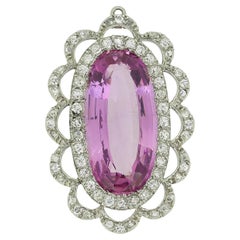 Antique Pink Topaz and Diamond Pendant