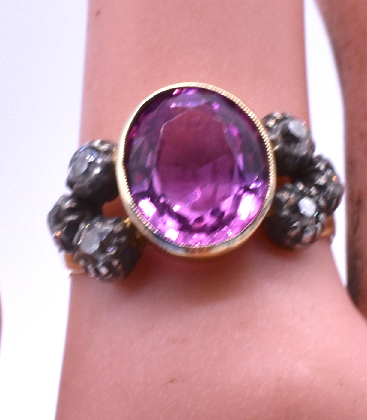 Antique Pink Topaz Diamond Ring, circa 1830 In Excellent Condition In Baltimore, MD