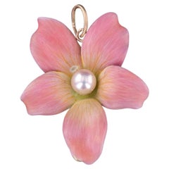 Pendentif en or 14k Fleur de violette rose antique