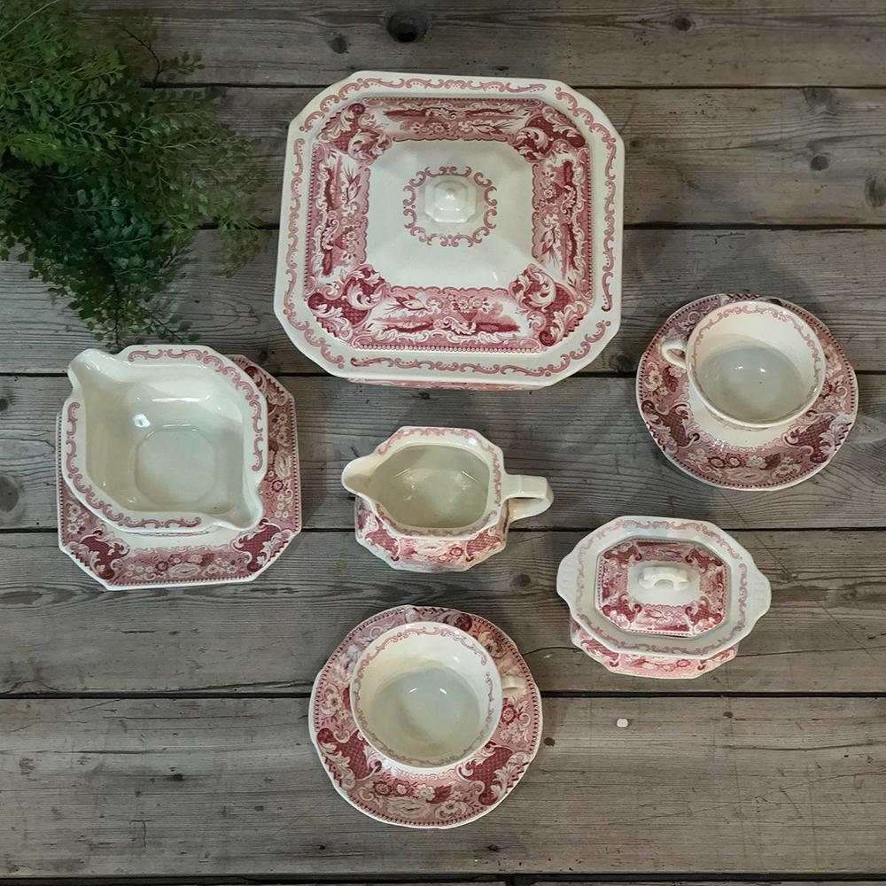 Antique Pink & White 65 Pc. China Set by Maestricht ~ Victoria Pattern For Sale 2