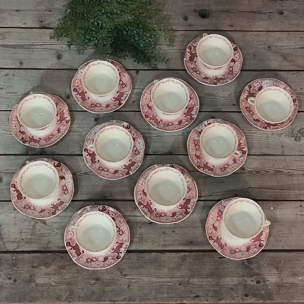 Antique Pink & White 65 Pc. China Set by Maestricht ~ Victoria Pattern For Sale 3