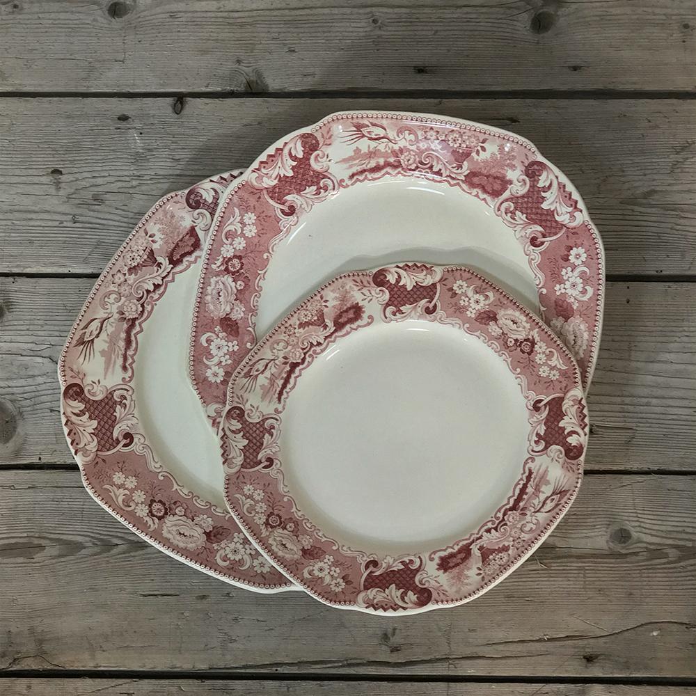 Antique Pink & White 65 Pc. China Set by Maestricht ~ Victoria Pattern For Sale 4