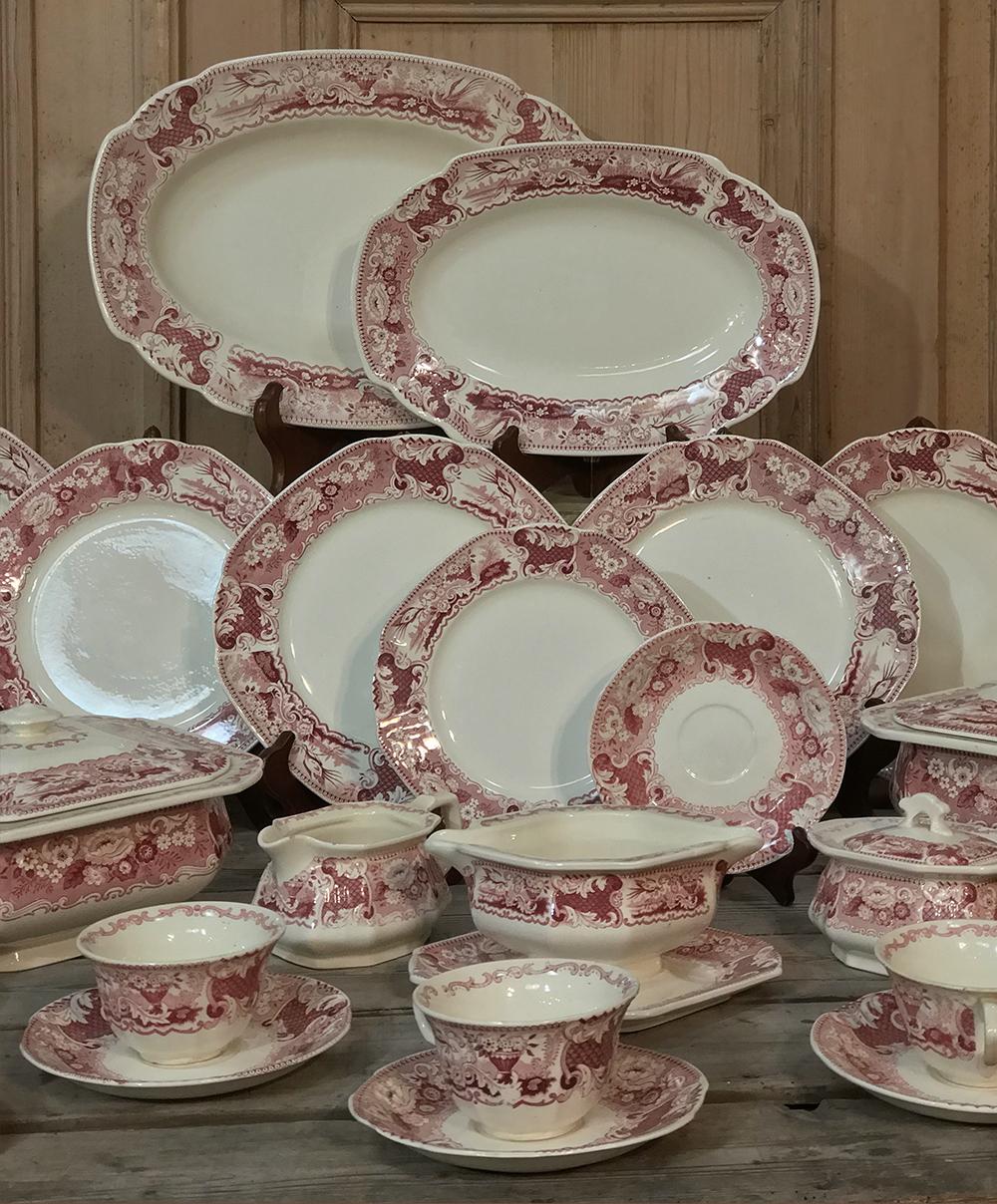 Antique Pink & White 65 Pc. China Set by Maestricht ~ Victoria Pattern For Sale 1