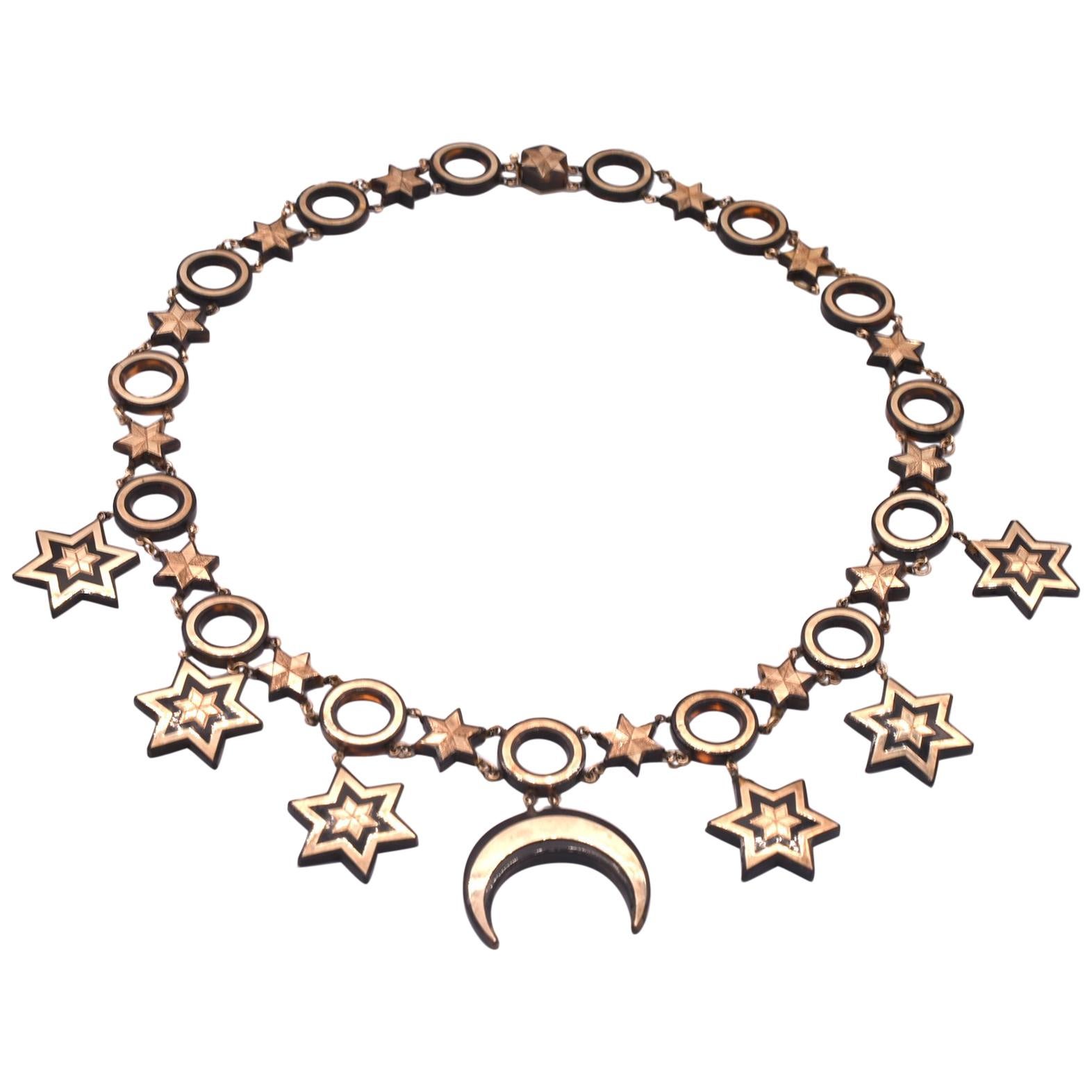 Antique Pique Moon and Stars Necklace