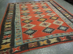 Antique Pirot / Sarkoy kilim of repeat diamond medallion design, circa 1920.