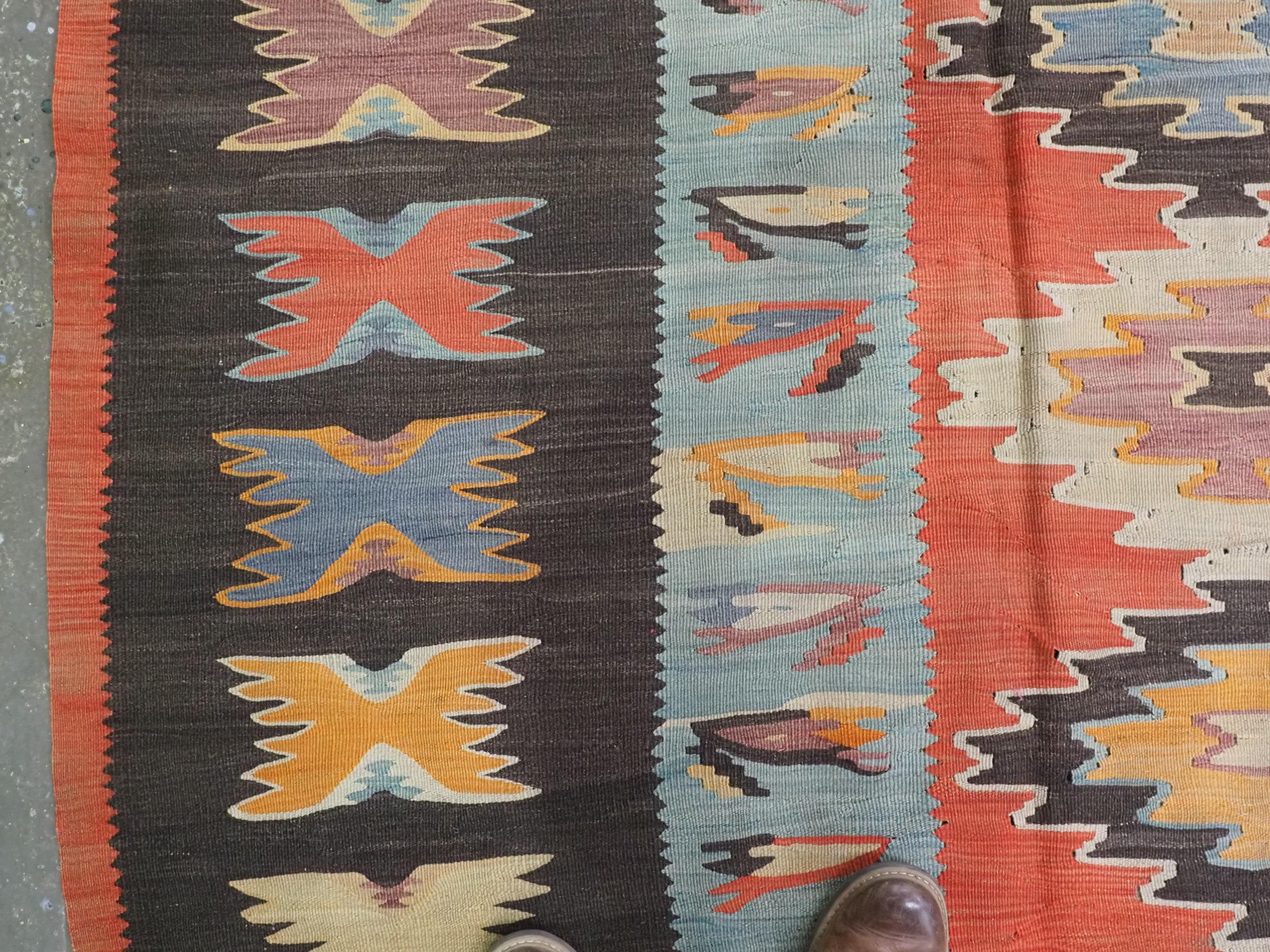 Antique Pirot / Sarkoy kilim of repeat diamond medallion design, circa 1920. For Sale 1