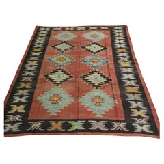 Antique Pirot / Sarkoy kilim of repeat diamond medallion design, circa 1920.