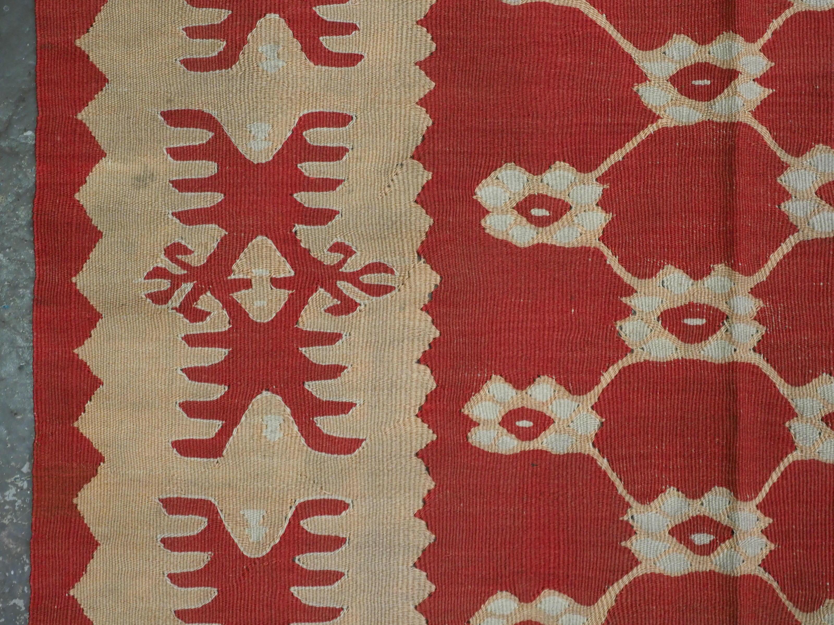 Antique Pirot / Sarkoy kilim of scarce lattice design, circa 1920. For Sale 1