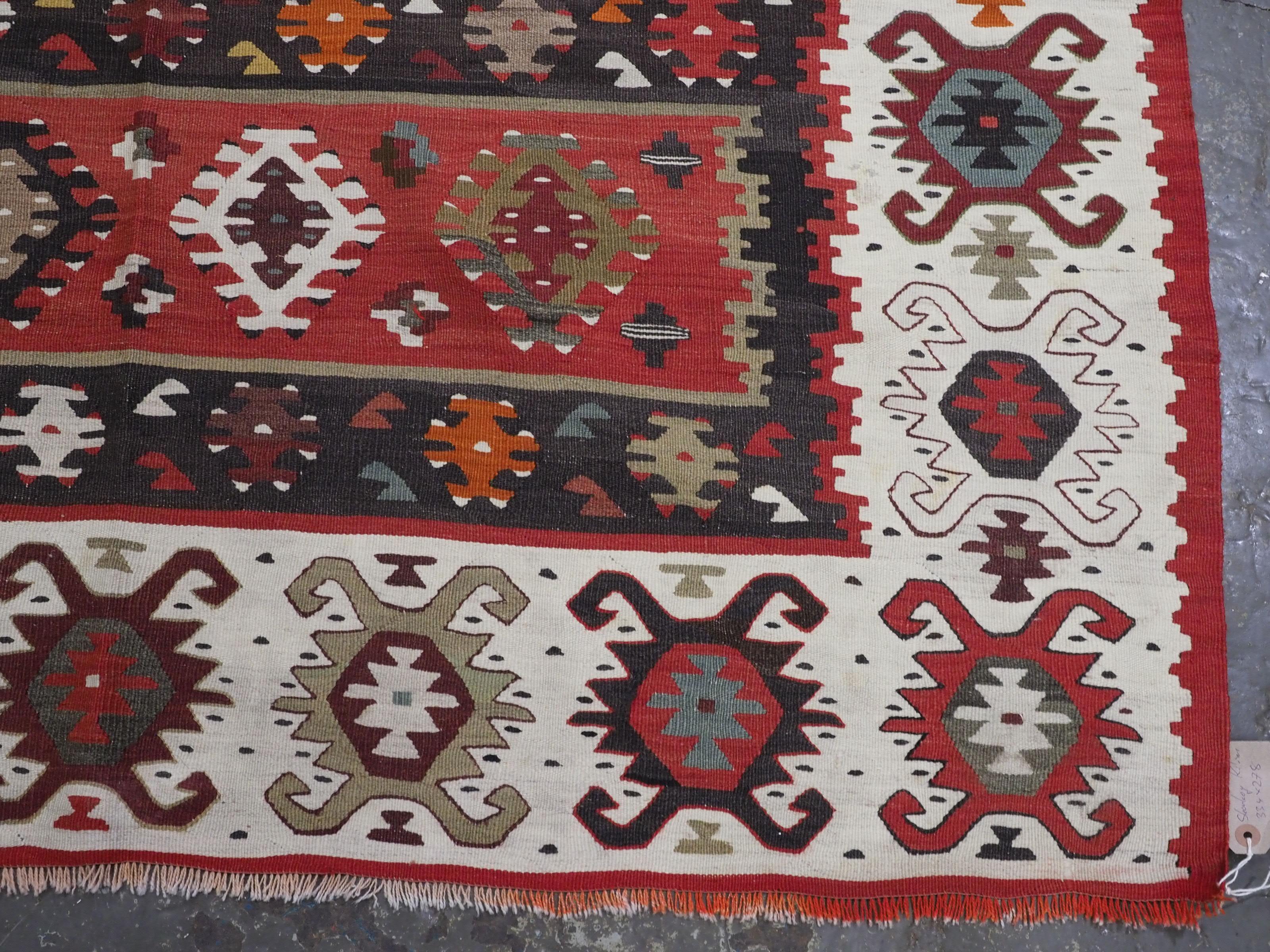 Antique Pirot / Sarkoy kilim of traditional banded design, circa 1920. For Sale 5