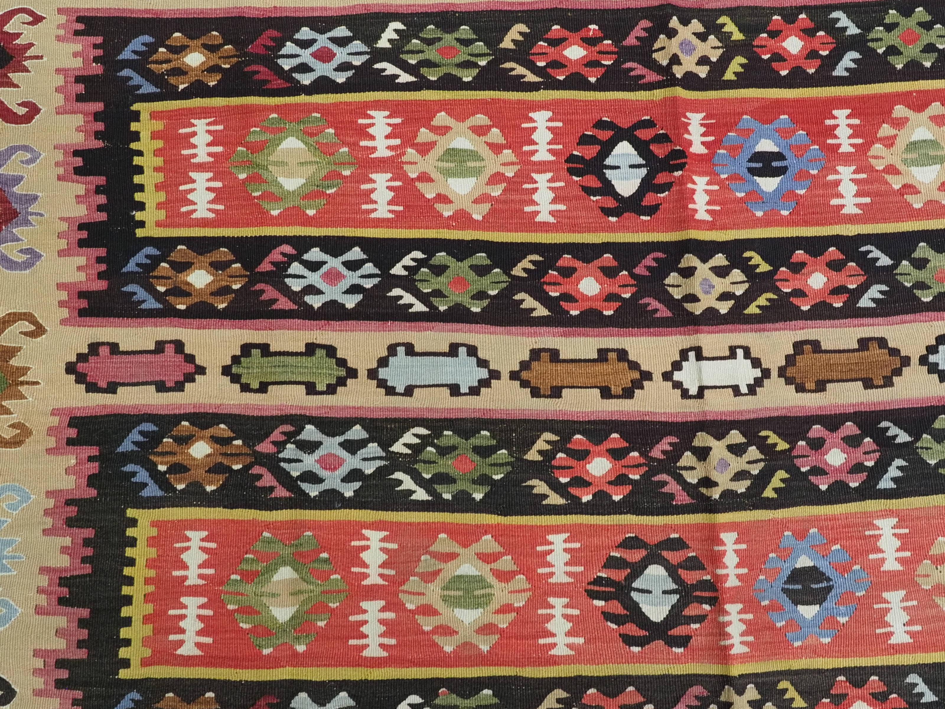 Antique Pirot / Sarkoy kilim of traditional banded design, circa 1920. For Sale 2