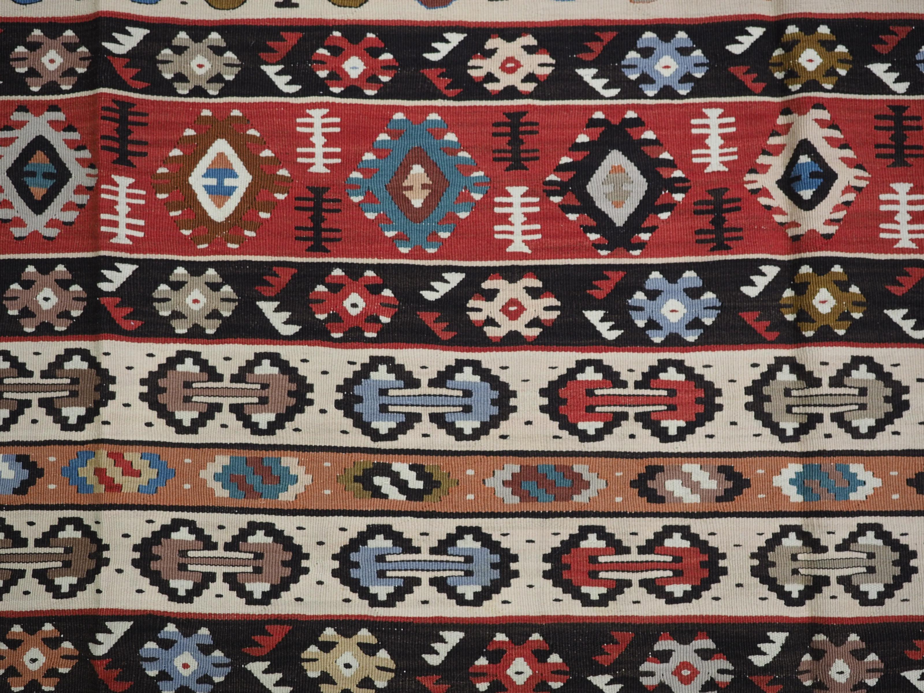 Antique Pirot / Sarkoy kilim of traditional banded design, circa 1920. For Sale 2