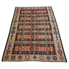 Ancien kilim Pirot / Sarkoy au design traditionnel à bandes, vers 1920.