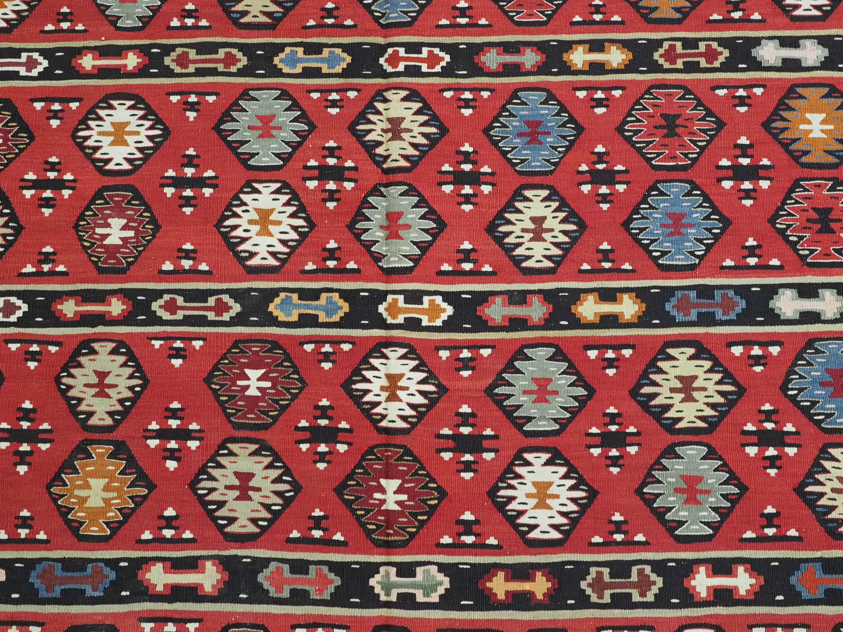 Antique Pirot / Sarkoy kilim of traditional fine banded design, circa 1920. For Sale 4