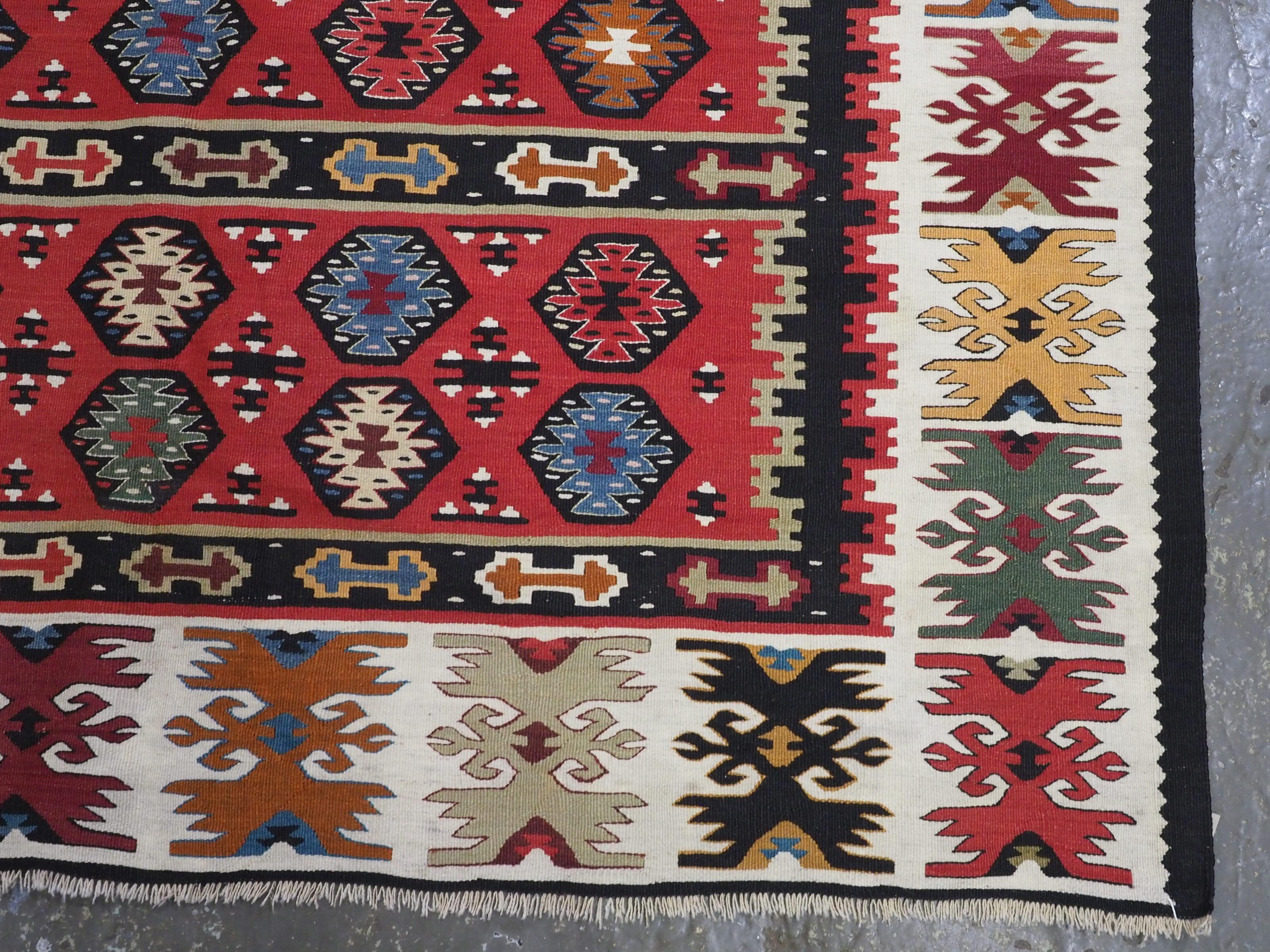Antique Pirot / Sarkoy kilim of traditional fine banded design, circa 1920. For Sale 5