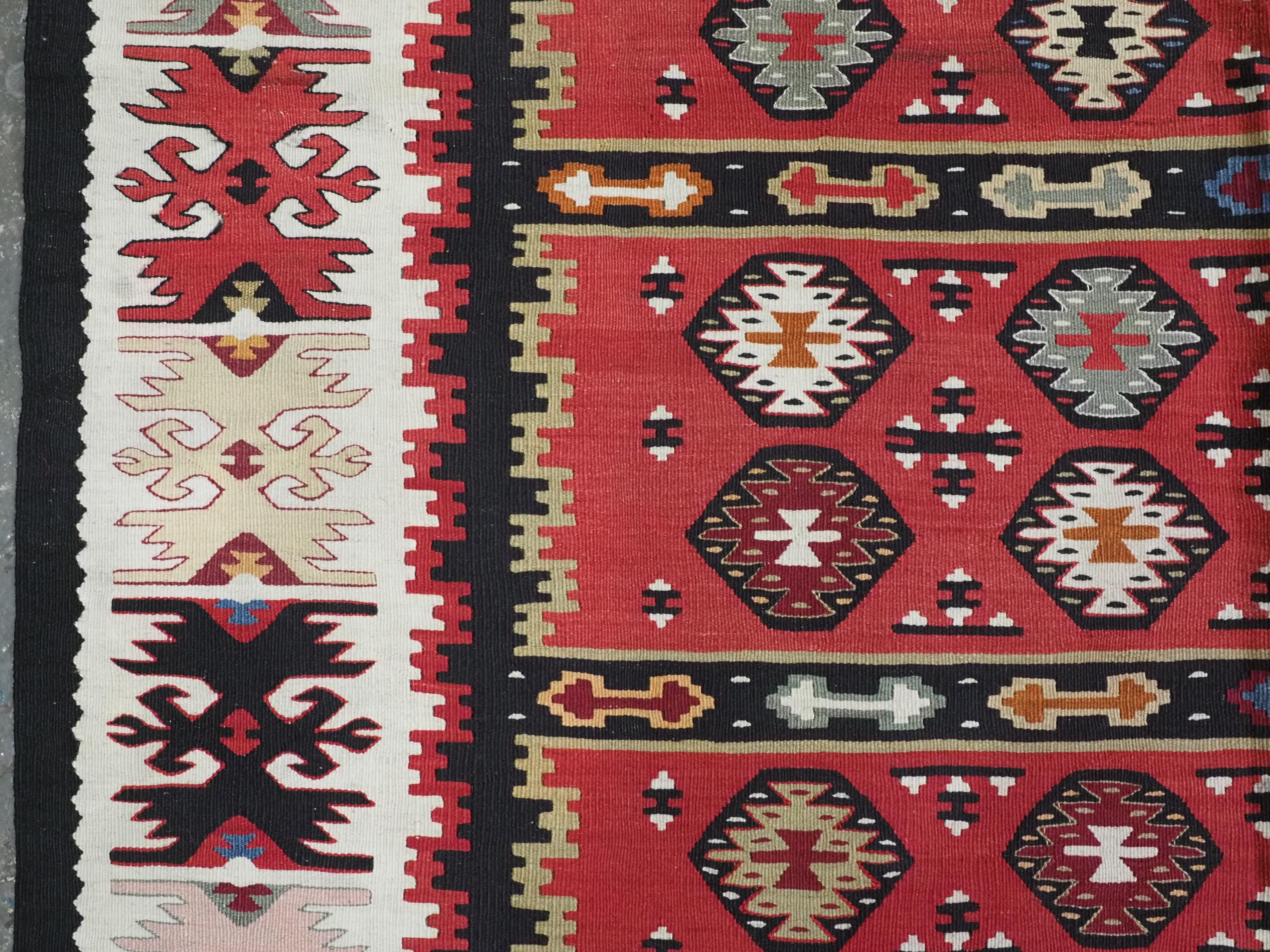 Antique Pirot / Sarkoy kilim of traditional fine banded design, circa 1920. For Sale 1